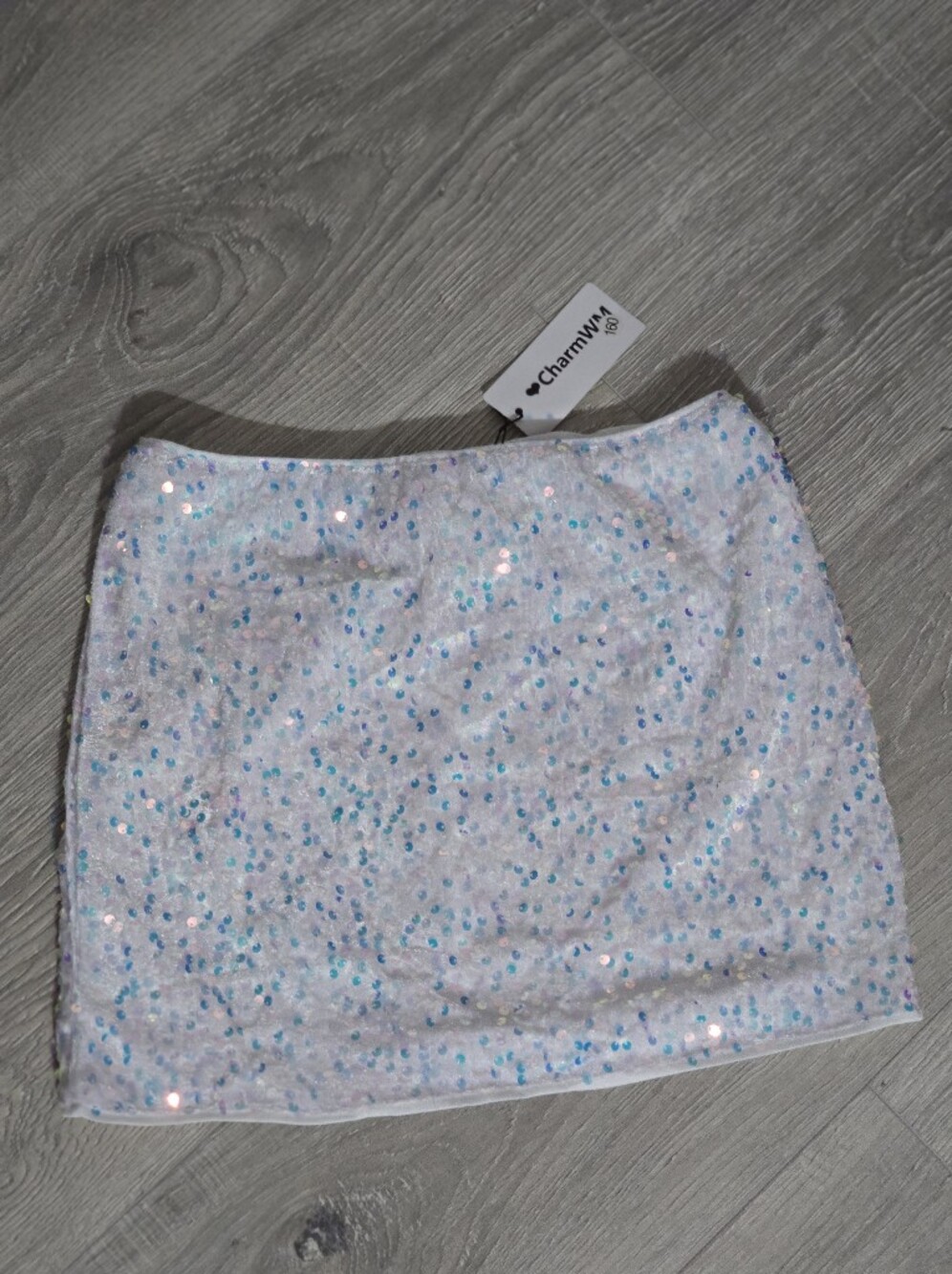 White Sequin Mini Skirt